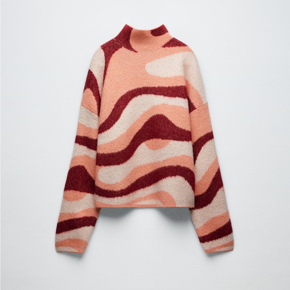 Zara size medium pink / maroon pattern sweater